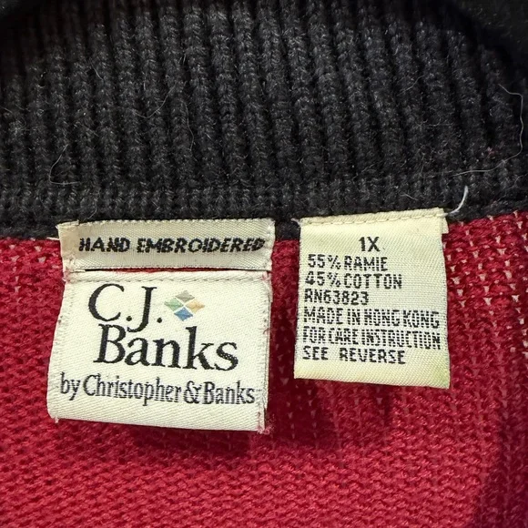 VTG CJ BANKS Holidays Embroidered Cardigan - Picture 2 of 3